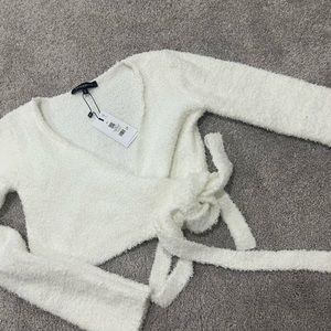 Dynamite Cropped wrap top in white